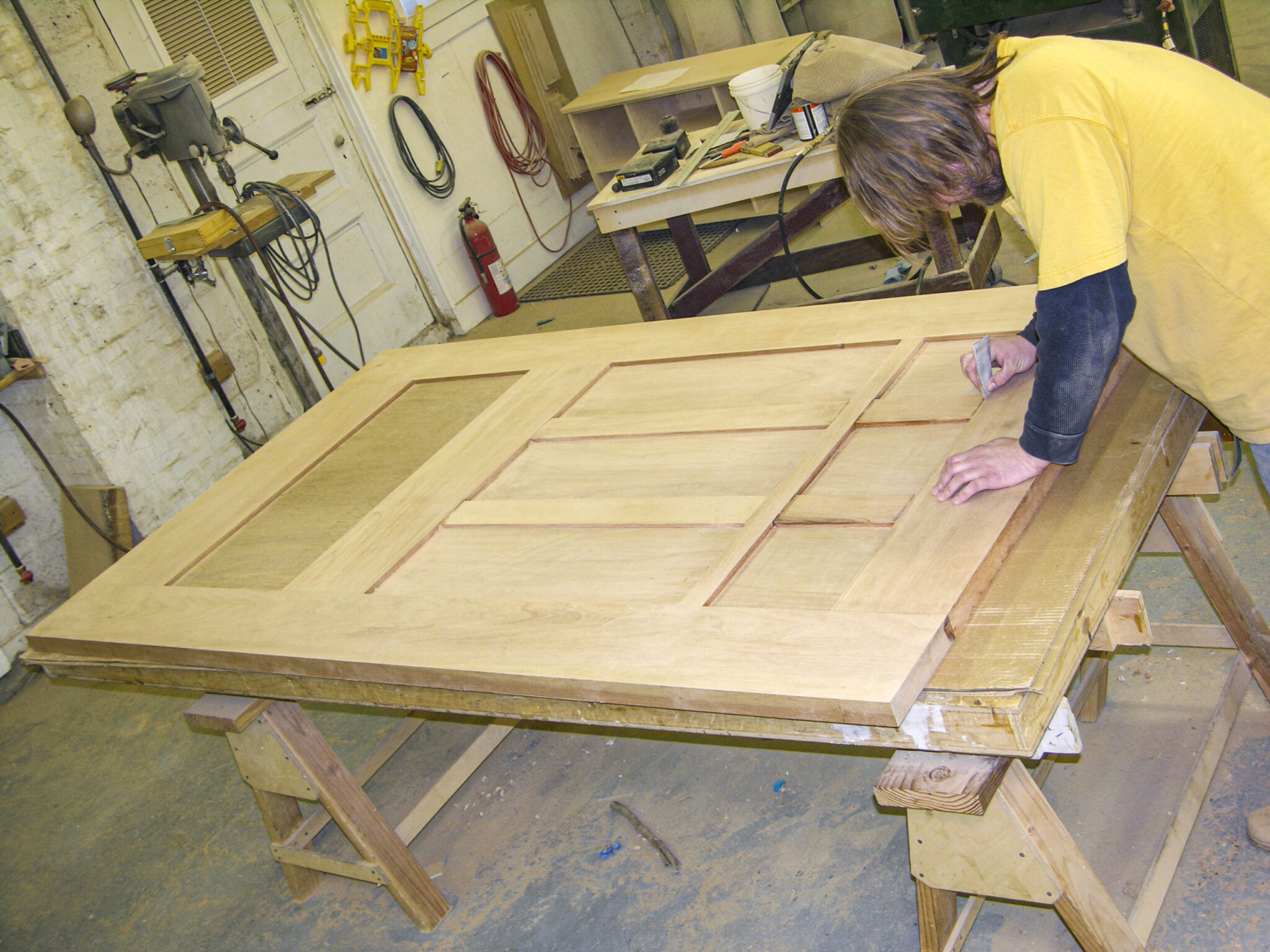 craftsman sanding custom door