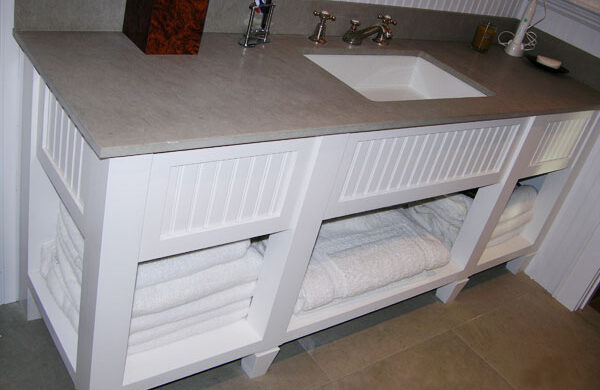 Custom white bathroom vanity