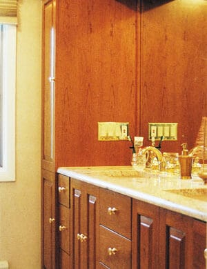 Custom bathroom vanity and linen closet